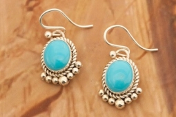 Artie Yellowhorse Genuine Sleeping Beauty Turquoise Sterling Silver Earrings